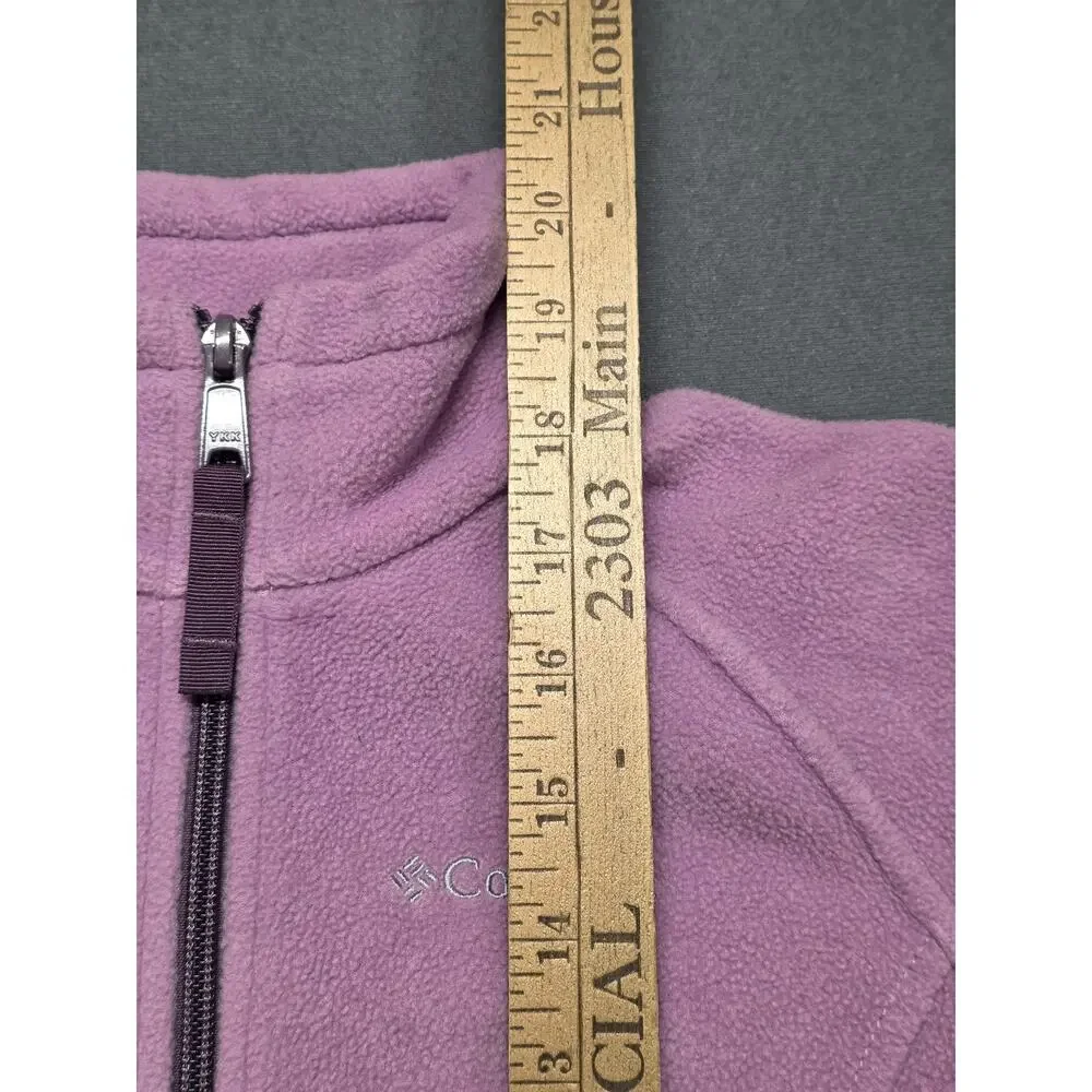 Columbia Fleece Jacket Girls S (7/8) Purple Hooded Full Zip Lightweight Zipper